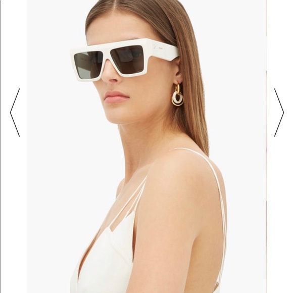 Celiné White Rectangular Acetate Sunglasses - Picture 1 of 8